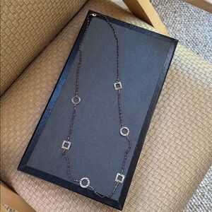 Long Purple and Gold Beaded Station Necklace